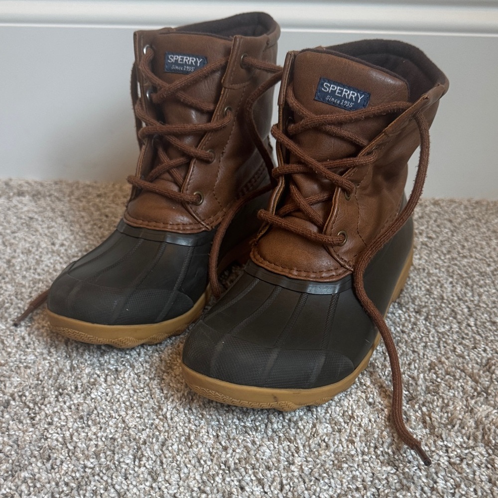 Sperry Boys Duck Boots Port Boot Brown/Gray Size 3